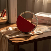 Rhinestone Circle Bag Elegant Round Clutch Bag Shimmering for Wedding, Banquet
