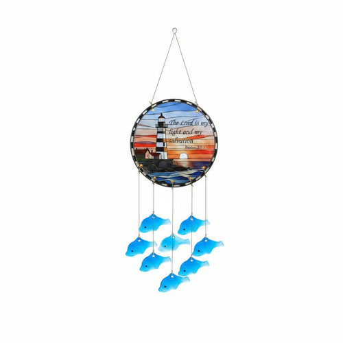 Glass Dolphin Wind Chime Sea Themed Glass Wind Chime Handmade Look for Patio