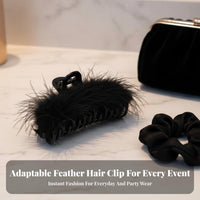 Feather Grip Fastener Elegant Exotic Feather Fastener Soft Hair Jaw Stylish Versatile for Women, Special Events