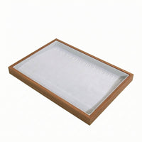 Jewelry Display Tray Walnut Wood-Colored Jewelry Storage Tray Light Gray