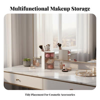 Large Capacity Rotating Makeup Organizer Space Saving Dust-Proof Makeup Sponge Case Multi-Functional for Women, Dorm Room, Bedroom, Dresser