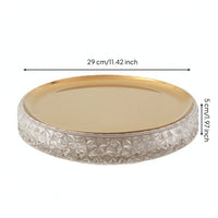 Round Tray with Mirrored Top Geometric Mirrored Tray Elegant Shallow Dish for Vanity