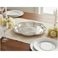 Beaded Tray Elegant Design Silver Serving Tray Mirror-Like Surface