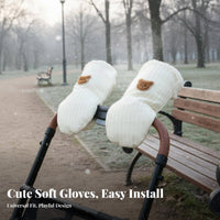 2 Pieces Winter Baby Carriage Handle Cover Windproof Baby Carriage Handlebar Mittens Pushchair Handlebar Mittens Easy to Install