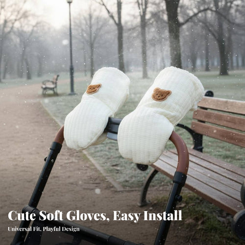 2 Pieces Winter Baby Carriage Handle Cover Windproof Baby Carriage Handlebar Mittens Pushchair Handlebar Mittens Easy to Install