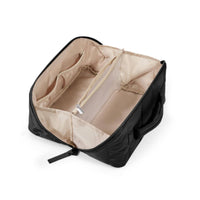 Padded Quilted Cosmetic Bag with Handle Quilted Makeup Bag Smooth Textile Travel Organizer Case