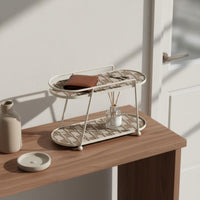 Cosmetic Display Rack Wrought Iron Frame Vanity Countertop Organizer Space Saving Skincare Storage Shelf for Women, Dressing Table, Bedroom