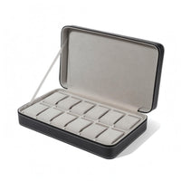 Zippered Watch Case Hinged Lid Padded Watch Organizer Rectangular