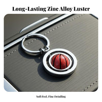 Zinc Alloy Rotating Sports Ball Keychain Creative Gift Rotatable Basketball Keyring Long-Lasting Metal for Men, Backpack Decoration