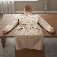 Waist Drawstring Raincoat Lightweight Long Hooded Raincoat Windproof for Men