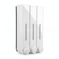 Three Chamber Soap Dispenser Silvery Finish Bathroom Supply Refillable