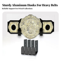 4 Pieces Championship Belt Wall Mount Aluminum Alloy Horizontal Belt Storage Racks Easy Installation for Collectors, Athletes, Game Room, Gym