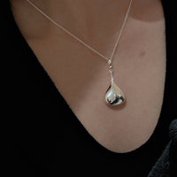 Hollow Silver Drop Stylish 3D Teardrop Pendant Lightweight for Women