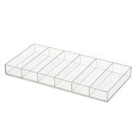 Acrylic Cosmetic Storage Box Slimline Makeup Brush Tray 6-Compartment