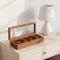 Watch and Jewelry Display Case Soft Luxe Textile Lining Watch Display Box Wooden Jewelry Organizer Rust-Resistant Hardware