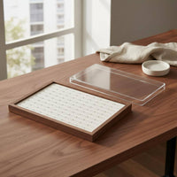 Walnut Wood Grain Organizer Dustproof Glass Lid Jewelry Organizer Jewelry Storage Container Elegant Design