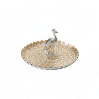 Gold Peacock Serving Tray Multi-Functional Peacock Fruit Bowl Ornate Design