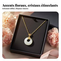 S925 Silver Jade Necklace Spiritual Gift Chinese Jade Donut Charm Necklace