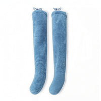 Soft Sleep Socks Fuzzy Socks with Drawstring Fleece Leg Warmers Adjustable for Lounging