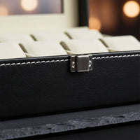 Leather Watch Storage Box Individual Compartments Watch Collector Case Men's Jewelry Organizer Metal Clasp Removable Pillows