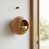 Entryway Brass Bell Solid Wood Wooden Frame Door Chime Minimalist Design