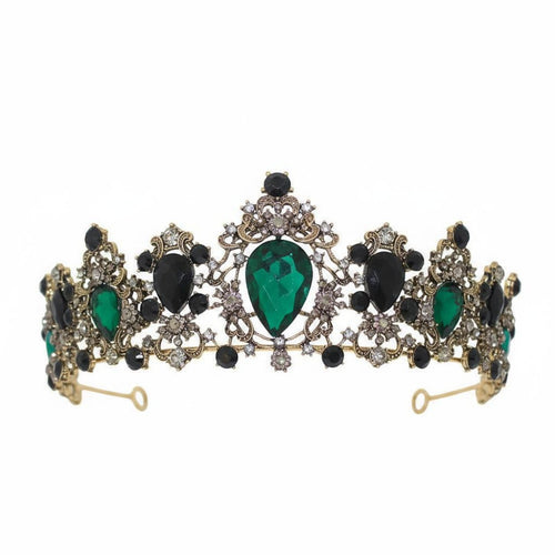 Jeweled Bridal Crown Intricate Metalwork Baroque Bridal Crown Crystal Wedding Tiara Colorful Crystal Headpiece for Weddings