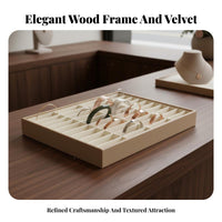Velvet Lined Wooden Bracelet Display Tray Long-Lasting Multi-Compartment Jewelry Holder Tangle-Tangle-Resistant Organization for Craft Fair