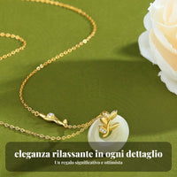 Wheat Ear Peace Buckle Charm Elegant Design Faux Jade Donut Necklace for Women