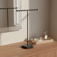 16 Hook Earring Stand Marble Pattern Base Crossbar Jewelry Holder Large Capacity