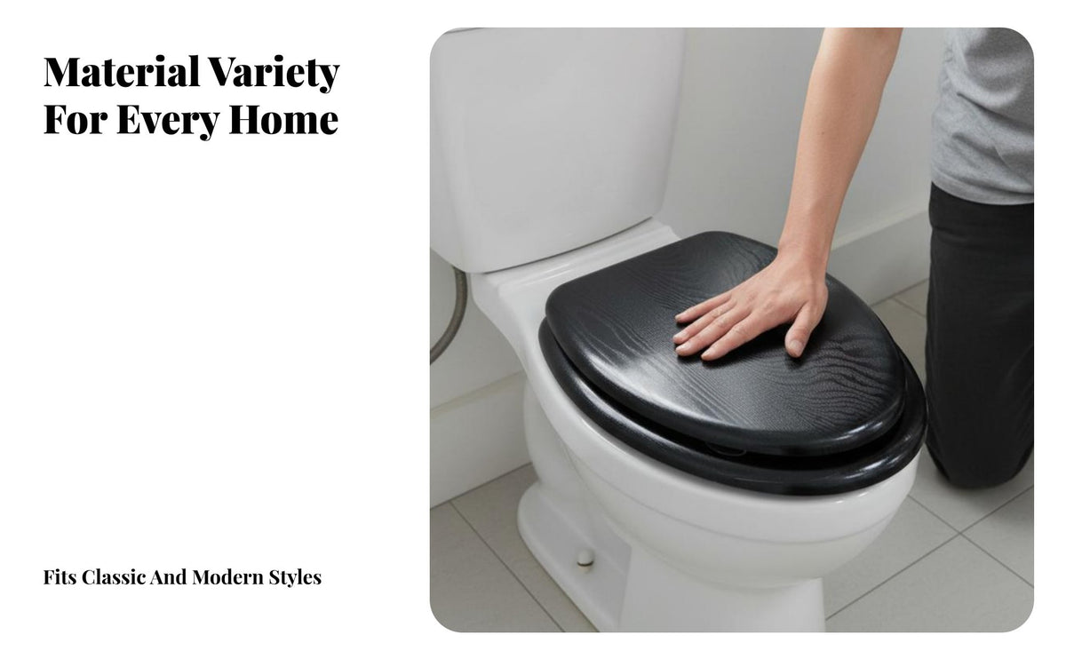 Easy to Install Replacement Toilet Seat Long-Lasting Wooden Toilet Seat Waterproof Bathroom Accessory Heavy Duty for Homeowners, Adults, DIY Enthusiasts, Restroom, Powder Room, Home, Hotel