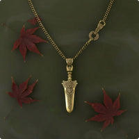 Sword Locket Geometric Engraving Gold Sword Locket Engraved Pattern