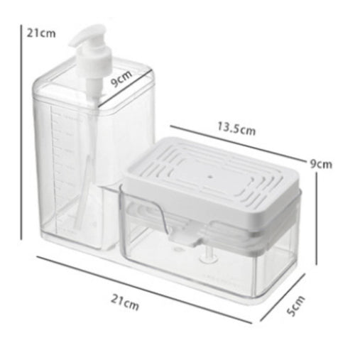 2 Pieces Press Soap Dispenser Transparent Body Bathroom Storage for Sink