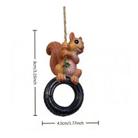 Hanging Squirrel Decoration Jute Rope Squirrel Ornament Outdoor