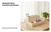 Wood Desktop Organizer Slanted Design Desk Storage Non Slip Pads