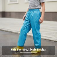 Elastic Waist kids' Rain Pants PU Coated Kids Rain Pants Lightweight for Toddlers, Students, Rainy Days, Muddy Play, Playing