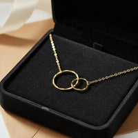 Double Circle Pendant Necklace Minimalist Design Interlocking rings Necklace Versatile Women's Jewelry for Anniversary, Birthday