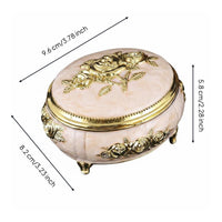 Vintage Metal Jewelry Box Giftable Round Metal Jewelry Box for Dressing Table