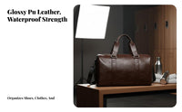 PU Leather Travel Bag Gender-Neutral Design PU Leather Duffel Bag Waterproof Gym Duffel Comfortable Handles Lightweight for Men