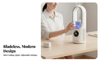 Cooling Mist Function Bladeless Desktop Fan Quiet Operation Desktop Spray Cooler 6 Speed Settings for Children, Bedroom, Office, Dorm Room