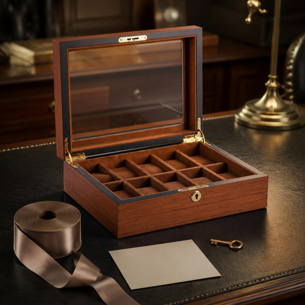 Wooden Watch Box Lined Interior Watch Box Dustproof