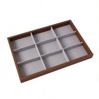 Wooden Jewelry Organizer Walnut-Colored Lined Accessory Tray Space-Saving