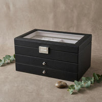 Watch Storage Box Glass Lid Watch Organizer Box Metal Latch