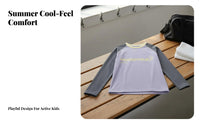 Quick-Dry kids' Long Sleeve T-Shirt Moisture-Wicking Color Block Raglan Tee Colorblock Design for Boys, Girls, Summer, Sports, Everyday Wear