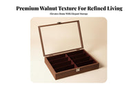 Walnut Wood Grain Eyeglass Display Case Large Capacity Eyewear Storage Display Case Clear View Lid for Collectors, Dressing Table, Closet