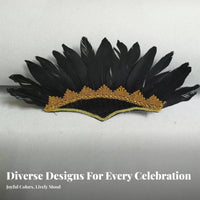 Feather Headdress Colorful Feathers Tribal Design Headpiece Carnival Feather Headband Vision-Catching Design Vegas Costume