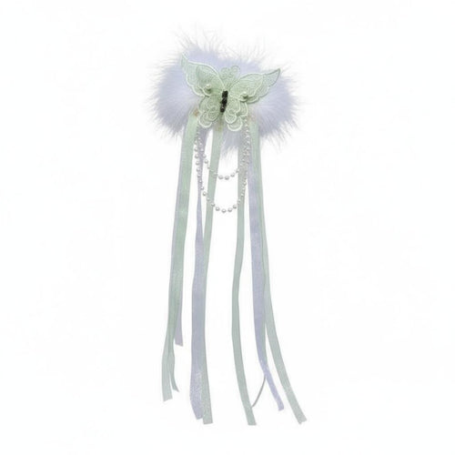 Fairy Wing Feather Hair Fastener Bead Chain Feature Ancient Design Fairy Wing Barrette Traditional Chinese Attire Hair Jewelry