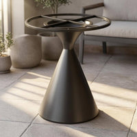 Conical Table Base Metallic-Look Finish Cross Braced Base Support Metal Table Pedestal Reinforced Furniture Part No Assembly