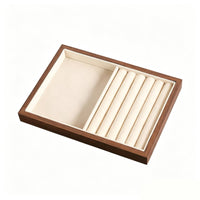 Walnut Jewelry Tray Large Capacity Jewelry Display Scratch Protection Velvet Lined Band Holder for Women, Dresser Top