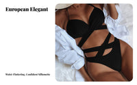 Alluring High Waisted Bikini Strappy Design High Waist Wrap Bikini Adjustable Fit for Adults, Summer, Swimming, Vacation