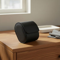 Single Watch Travel Case Soft Suede Lining Leather Watch Roll Individual Accessory Storage Flat Bottom Design for Travelers